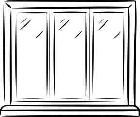 Simple hand drawn sketch of a modern three panel casement window with a sill