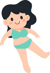 Cartoon Woman in Swimsuit Illustration