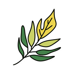 초록의 나뭇일 라인 드로잉 일러스트