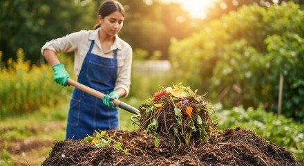 Ecoconscious waste management showing vibrant plant residues being prepared for soil enhancement.