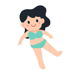 Cartoon Woman in Swimsuit Illustration