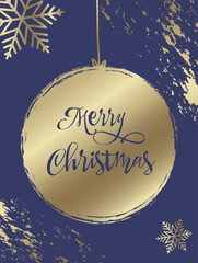 Luxurious Christmas card with golden ornament and elegant script on a dark blue textured background. Perfect for formal holiday wishes and festive branding.