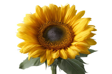 Fototapeta premium Luminous golden sunflower blossom isolated on crisp transparent background high‑resolution PNG cutout for vibrant summer floral design, eco‑friendly branding, garden decor and cheerful nature