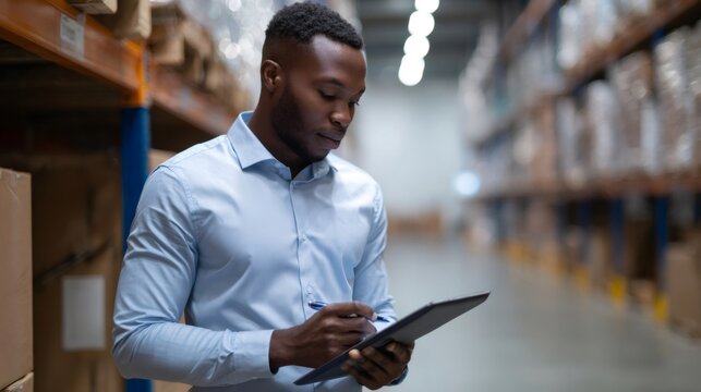 Retail analyst using ai for inventory prediction in warehouse