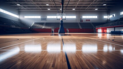 A photo of an open gym floor with no people in sight.