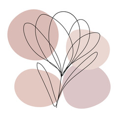 Elegant Upright Flower Design. A graceful line drawing of a tall flower with upward petals and soft abstract background.