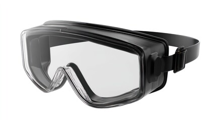 3D render of a black safety goggles on white background