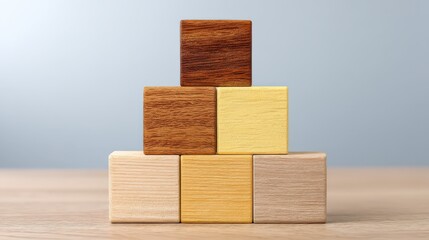 Wooden blocks stacked to represent investment layers, Asset allocation