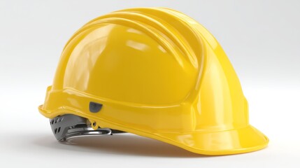 Fototapeta premium 3D render of a bright yellow hard hat on white background