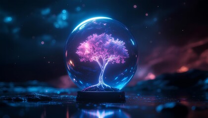 Cool Wallpapers Illuminating Tree Enclosed In A Glass Sphere With Colorful Lights Digital Artwork