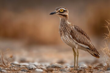 The Eurasian stone curlew also known as Eurasian thick knee is a northern bird from the Burhinidae family