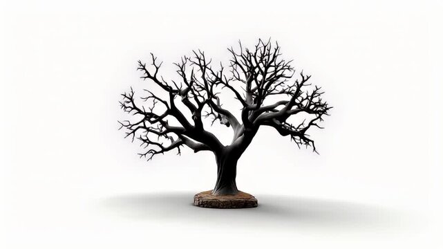 Bare tree silhouette against white background