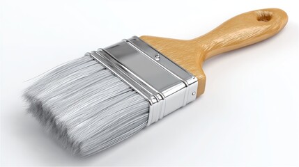 3D render of a silver masonry brush on white background