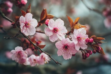 springtime pink flowers on a tree