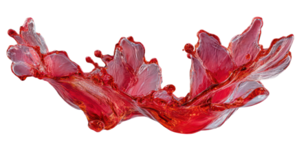 Splashing red liquid, resembling abstract petals