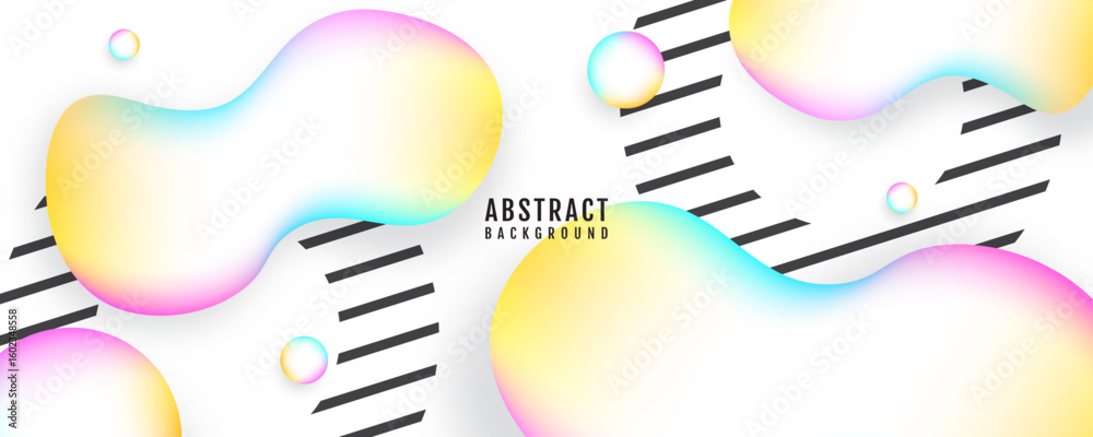 Wall mural 3d white abstract background overlap layer on bright space with colorful liquid effect decoration. m