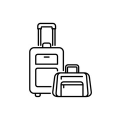 Fototapeta premium Luggage suitcase and carry-on bag in simple line art design 