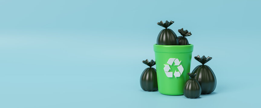 World Cleanup Day, volunteering, charity, people, ecology concept. Closeup volunteer collecting plastic trash in forest. Environmental event. September calendar with eco friendly theme. 3d rendering - Powered by Adobe