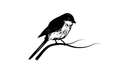 Burmese Shrike bird, black isolated silhouette