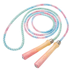 Pastel Rainbow Jump Rope Watercolor Illustration isolated on transparent background