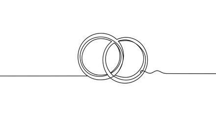 Minimalist line illustration of wedding rings symbolizing unity  
