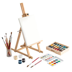 Beginners Artist Set Tabletop Easel Paints and Brushes