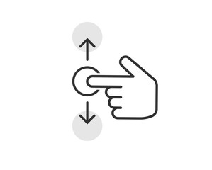 Swipe scroll up down slide icon vector simple element line stroke outline graphic, drag vertical with hand finger sign symbol, tap move pictogram on screen ui hint image clip art
