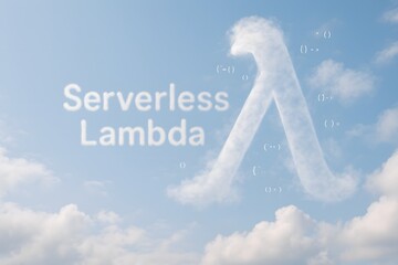 Cloudy Lambda Symbol for Serverless Computing and Cloud Functions