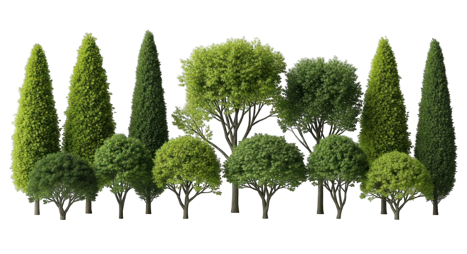 Trees Lush collection of green trees and bushes on black ground