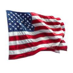 Obraz premium American Flag waving proudly stars and stripes national symbol patriotism freedom isolated on transparent background, perfect cutout, PNG