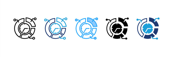Time Allocation icon set multiple style collection