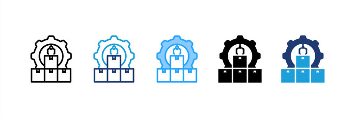 Mass Production icon set multiple style collection