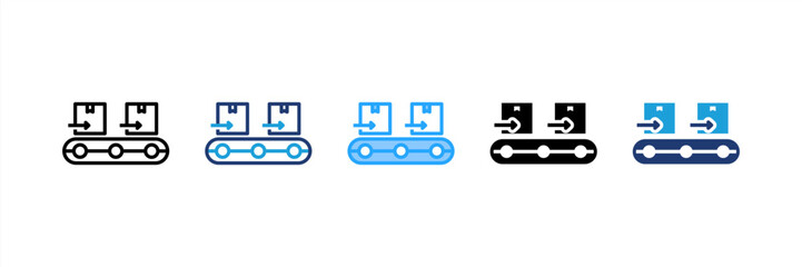Conveyor icon set multiple style collection