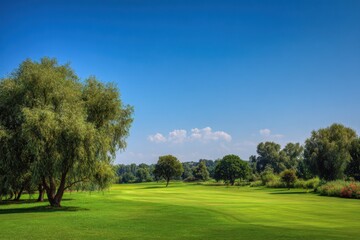 sunny day on a lush golf course