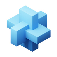 Blue Intersectbox 3D Geometric Cube Modern Abstract Design