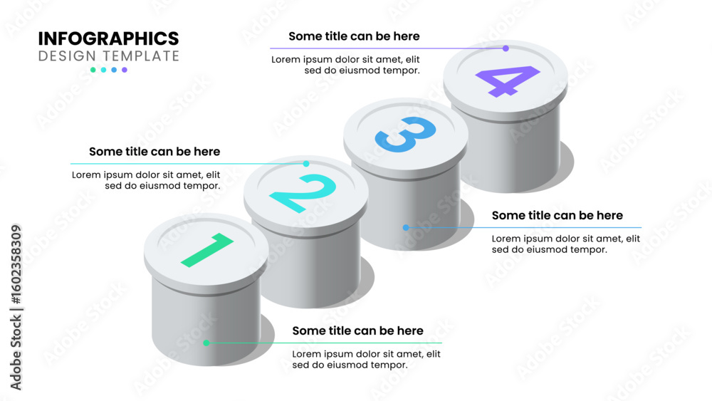 Poster infographic template. 4 columns with numbers and text