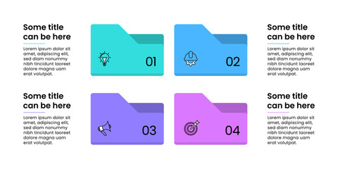 Infographic template. 4 folders with icons and text