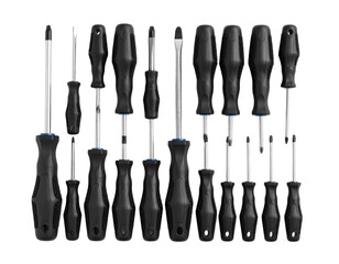 Various Screwdrivers Isolated on White Background