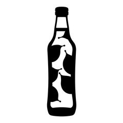 Silhouette of clear bottle with fruit icon label design, honest hydration