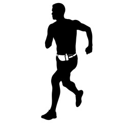 Fototapeta premium Silhouette of sprinter with water bottle – Speed hydration for athletes