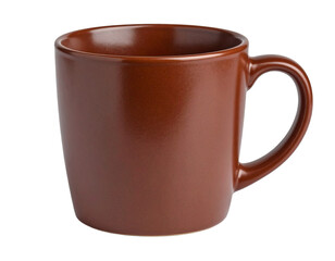 Stylish Brown Coffee Mug Isolated on White Background