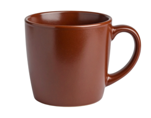 Stylish Brown Coffee Mug Isolated on White Background