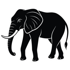 Fototapeta premium Vector illustration of an elephant elephant, animal, isolated, mammal, wildlife, wild, trunk, big, white, nature, zoo, safari, large, tusk, 