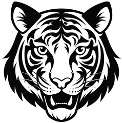 Fototapeta premium Tiger head vector tiger, vector, animal, tattoo, head, cat, wild, illustration, logo, wildlife, face, tribal, nature, 