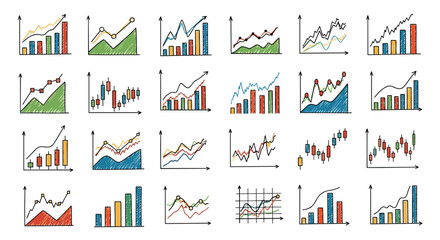 Fototapeta premium Diverse graphs depict market trends and growth patterns. Investment, statistics, finance, chart, analysis, data, business, research, information.
