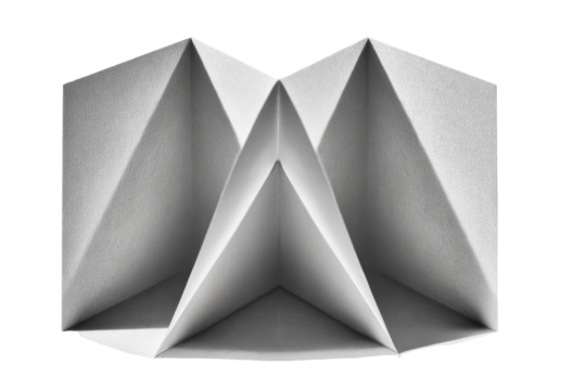 Folded paper, geometric, light gray, intricate, symmetrical