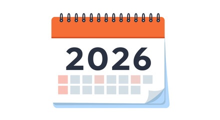 Calendar for the year 2026 with spiral binding and colorful design  