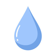 Blue water drop in flat design representing freshness and purity  