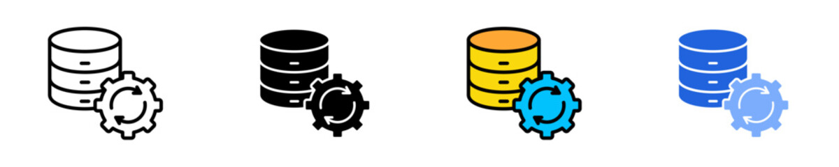 Big Data Processing  Icon Set Multiple Style Collection