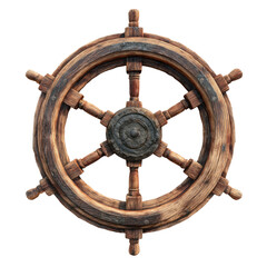 Aged wooden ship's wheel